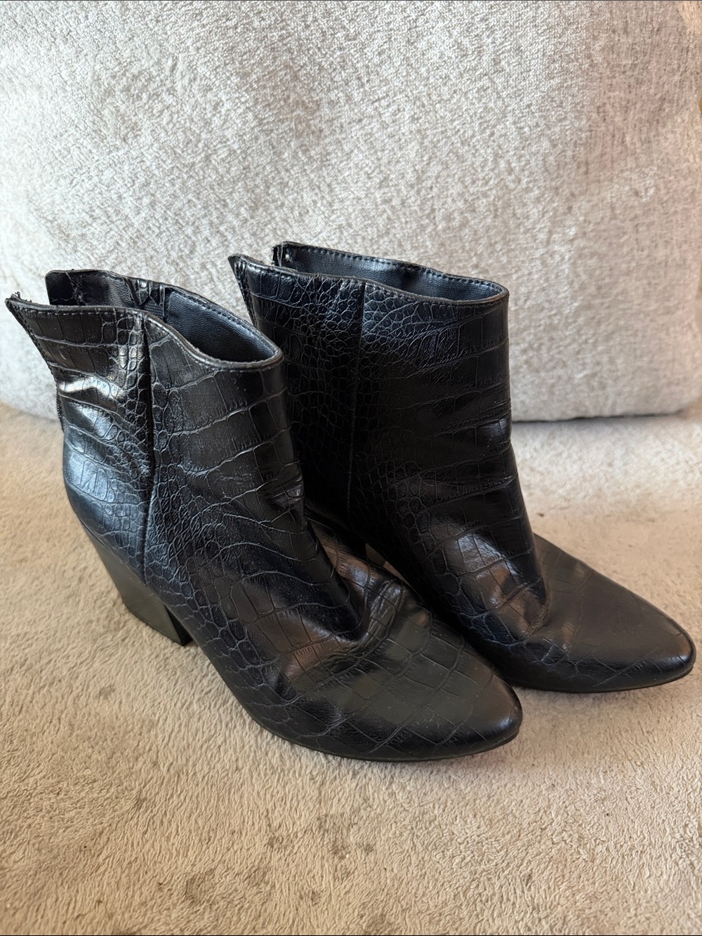 Black faux snake skin booties - A New Day